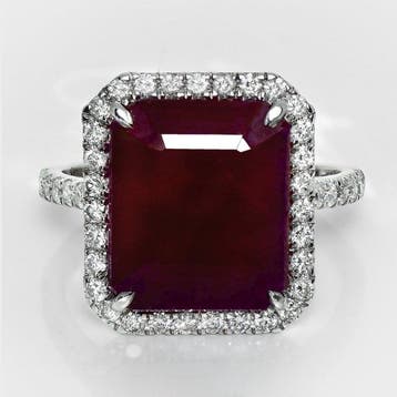 Zonder minimumprijs - Ring - 14 karaat Witgoud, HRD 8,39 ct, Nieuw