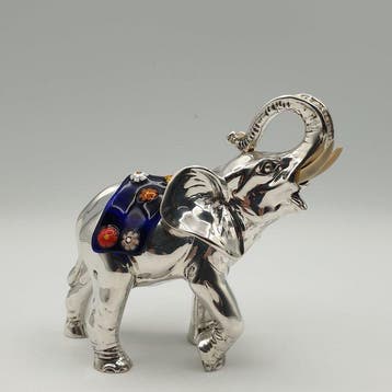 Elefante rivestito in Argento e Vetro di Murano - Beeldje -