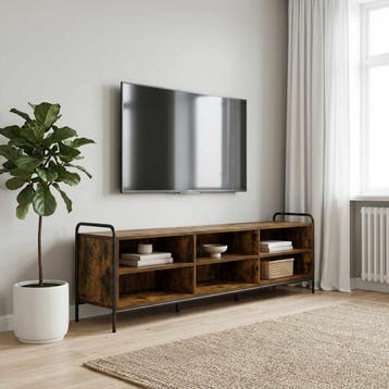 vidaXL Tv-meubel 140 x 39,5 x 50 cm Gerookt eiken Bewerkt, Huis en Inrichting, Minder dan 50 cm, Verzenden, Nieuw, Minder dan 100 cm