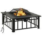 vidaXL Vuurplaats met pook XXL 79x79x46,5 staal, Verzenden, Nieuw