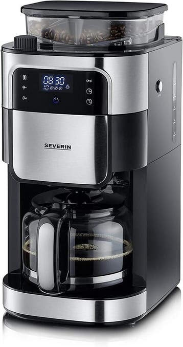 Koffiemachine met Bonenmaler Zwart/RVS | Laatste Stuk!, Koffiemachine, Zo goed als nieuw, 4 tot 10 kopjes, Koffiebonen