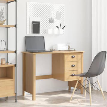 vidaXL Bureau met lades HILL Honingbruin 100 x 45 x 74 cm, Huis en Inrichting, Verzenden, Nieuw