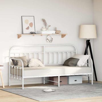 vidaXL Bedframe voor een daybed Wit 80 x 200 cm Gepoedercoat, Huis en Inrichting, Slaapkamer | Bedden, Verzenden, Nieuw, Wit, Metaal