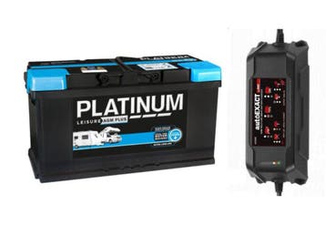 SP Platinum Agm 100ah accu + Acculader 10ah set, Verzenden, Nieuw, Universele onderdelen