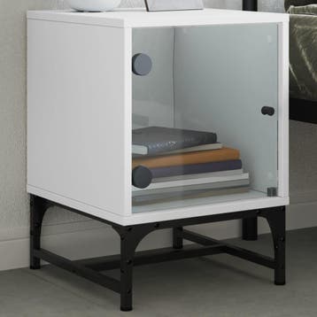 vidaXL Nachtkastje met glazen deur 35x37x50 cm wit, Minder dan 45 cm, Verzenden, Nieuw, Minder dan 55 cm