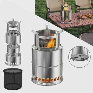Draagbare RVS Rocket Stove Camping Houtkachel - 20cm, Ideaal