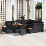 vidaXL Tuinbankenset 12 pcs Zwart Poly Riet en Poedercoated, Verzenden, Nieuw, Rotan, 2 zitplaatsen