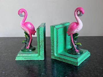 Boekensteunen (2) - Gietijzer - Flamingo boekensteunen