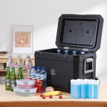 Brisby Verrijdbare Koelbox - Frigobox - 45 Liter Zwart SET, Ophalen of Verzenden, Nieuw, Koelbox, Koelelement