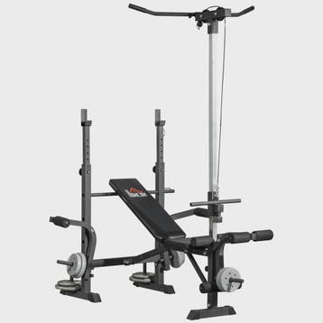 HOMCOM Multifunctioneel Bodybuilding Bankje met Katrolsystee, Verzenden, Nieuw