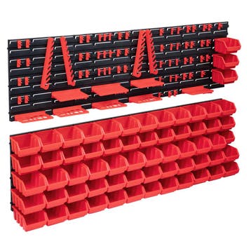 vidaXL 141-delige Opslagbakkenset met wandpanelen rood en, Verzenden, Nieuw