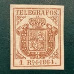 Spanje 1864 - Telegraaf : 1 Reales wapenschild - Edifil 1, Gestempeld