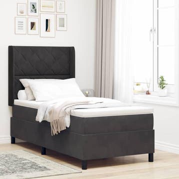 vidaXL Boxspringbed met LED-stripverlichting Zwart 90 x 190, Huis en Inrichting, Eenpersoons, Verzenden, Zwart, Nieuw