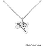 925 Zilveren Afrika map ketting met gegraveerde olifant, Verzenden, Nieuw, Zilver