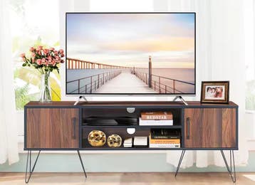 Nieuw Design TV-Meubel – Retro Stijl met Walnoot Lowboard, Huis en Inrichting, Kasten | Televisiemeubels, Verzenden, Nieuw