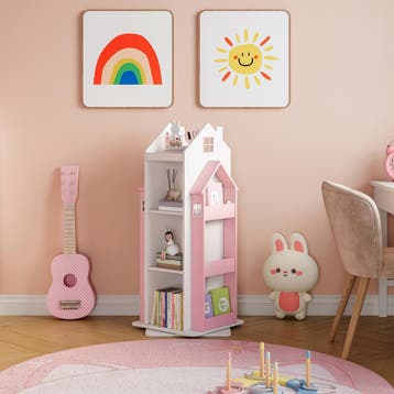 Kinderkast Vipsali 108x40x40 cm roze en wit [en.casa], Verzenden, Nieuw