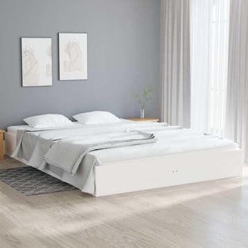 vidaXL Bedframe massief hout wit 180x200 cm, Huis en Inrichting, Eenpersoons, Verzenden, Wit, Nieuw