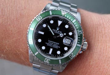 Horloge Rolex Submariner Date Kermit 01/2008 Full set, Staal, Gebruikt, Polshorloge, Ophalen of Verzenden
