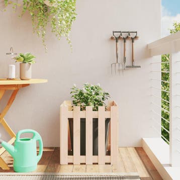 vidaXL Plantenbak met hekontwerp 50x50x50 cm massief, Verzenden, Minder dan 60 cm, Nieuw, Hout
