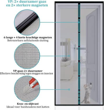 Magnetische Hordeur 90x200 - Robuust & Duurzaam - Retourtje, Kunststof, 80 tot 100 cm, Hordeur, Ophalen of Verzenden