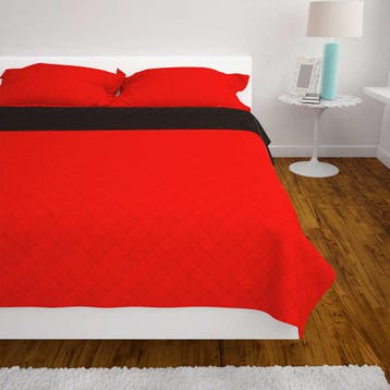 vidaXL Dubbelzijdige quilt bedsprei rood en zwart 220x240 cm, Huis en Inrichting, Verzenden, Nieuw, Meerkleurig