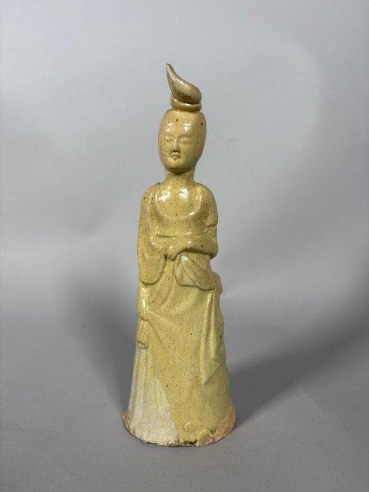 Oude Chinese Sui-dynastie geglazuurd terracotta Beeld van, Verzamelen, Mineralen en Fossielen