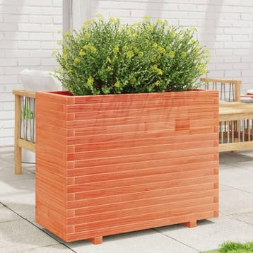vidaXL Plantenbak 90x40x72,5 cm massief grenenhout wasbruin, Tuin en Terras, Bloembakken en Plantenbakken, Verzenden, Nieuw, Hout