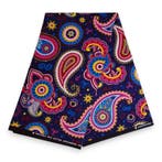 Afrikaanse print stof - Blauw Roze Paisley - 100% katoen - 1, Ophalen of Verzenden, Nieuw