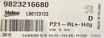 Peugeot 208 II LED rechter achterlicht rechts 9823216680, Ophalen, Gebruikt, Peugeot