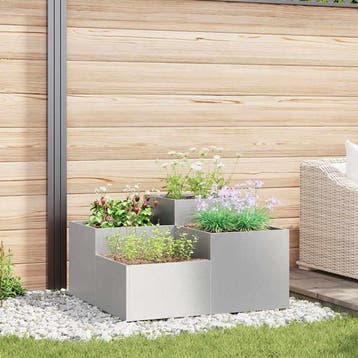 vidaXL Plantenbak Zilver 100 x 100 x 48 cm Roestvrij staal, 100 cm of meer, Verzenden, Nieuw, Metaal