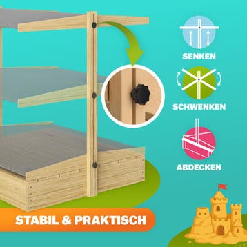 Zandbak Toni 120x120x120cm verstelbare banken (Voor in Huis), Verzenden, Nieuw