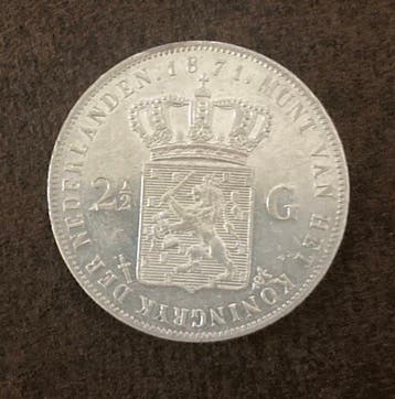Nederland. Willem III. 2 1/2 Gulden 1871 (Zonder