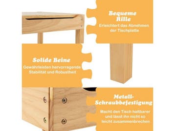 COSTWAY 2-in-1 kindertafel - omkeerbaar tafelblad -, Verzenden, Nieuw