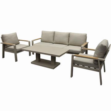 Lola stoel bank dining loungeset 4 delig verstelbare tafel, Ophalen of Verzenden, Nieuw, Aluminium