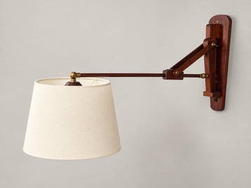 Wandlamp - Mid-Century adjustable wooden wall lamp with