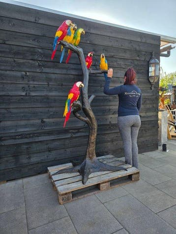 Beeld, XXL Bronze Parrot Tree - 202.5 cm - Brons - 2026