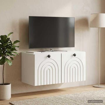 vidaXL Wandbeugel TV-kast Hoogglans Wit 59,5 x 31 x 30 cm, Minder dan 50 cm, Verzenden, Nieuw, Minder dan 100 cm