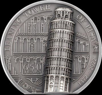 Cookeilanden. 10 Dollars 2022 Leaning Tower of Pisa, 2 Oz