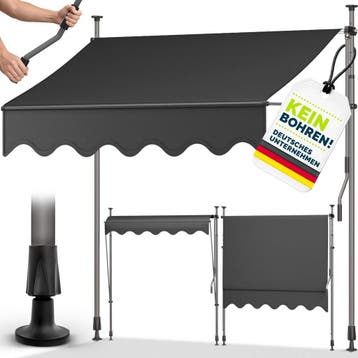 Klemluifel - zonnescherm balkon - breedte 150 cm - grijs -, Verzenden, Nieuw