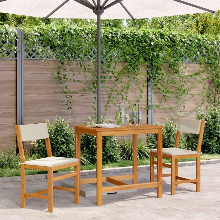 vidaXL 3-delige Balkonset met kussens massief acaciahout, Tuin en Terras, Tuinsets en Loungesets, Nieuw, Hardhout, Verzenden
