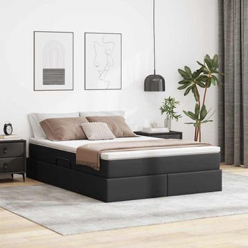 vidaXL Opslag bed met matras met matras Zwart 140 x 200 cm, Huis en Inrichting, Slaapkamer | Bedden, Verzenden, Nieuw, Zwart, Overige materialen
