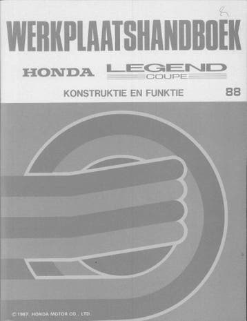 1988 Honda Legend Coupé werkplaatshandboek Constructie, Verzenden