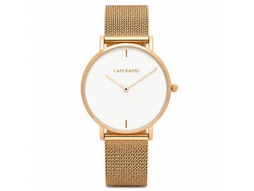 Veiling - IAMKAMU - Serena - Horloge - Goud - Wit – RVS, Nieuw