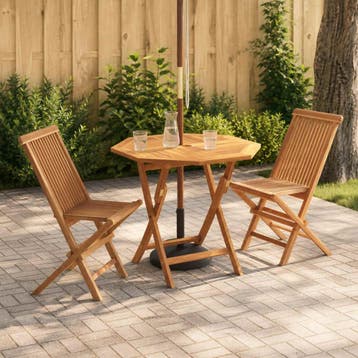 vidaXL 3-delige opvouwbare bistroset voor in de tuin Naturel, Verzenden, Nieuw