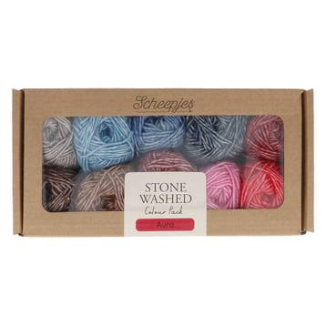 Scheepjes Stone Washed colour pack 10x25g - Aura, Hobby en Vrije tijd, Breien en Haken, Verzenden, Nieuw