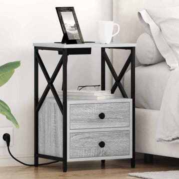 vidaXL Nachtkastje Grijs Sonoma 40 x 31 x 60 cm Bewerkt hout, Minder dan 45 cm, Verzenden, Nieuw, 55 tot 70 cm