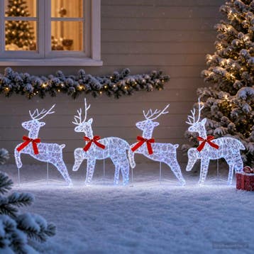vidaXL Kerst Rendier 4 st 80 LEDs Blauw 43 x 19 x 65 cm, Diversen, Verzenden, Nieuw