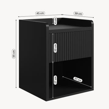 Nachtkast Nand met lade en open vak 55x45x39 cm zwart [en.ca, Verzenden, Nieuw