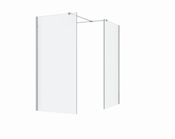 Douchewand 2 zijwanden Silvo Melkglas Chroom, Verzenden, Nieuw