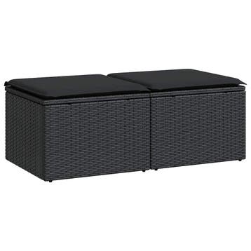 vidaXL 2-delige Loungeset met kussens poly rattan acacia, Verzenden, Nieuw, Loungeset